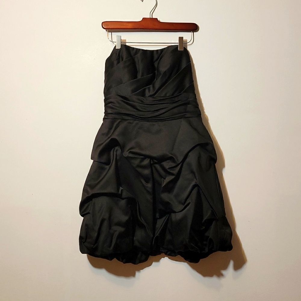 Davids bridal black satin cocktail dress